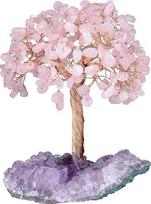mookaitedecor Natūralus rožinio kvarco kristalų medis su ametisto klasterio kristalų baze Pinigų medžio figūros Feng Shui stalo apdaila Meditacijos stalo kambario dekoras