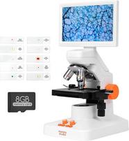 MT3-4 USB skaitmeninis mikroskopas vaikams, suaugusiesiems, 1200x profesionalus biologinis mikroskopas su 7 colių 1080P ekranu, judančiu staliniu matuokliu, 5MP, skirtas mokykloms, laboratorijoms