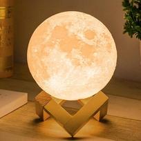 Mydethun 2025 dovanos Kalėdoms Atnaujinti 16 spalvų mėnulio lempa su mediniu pagrindu, 18 cm LED 3D mėnulio šviesa, nuotolinio valdymo pultas, naktinė šviesa, lempa vaikams, mergaitėms, miegamajam, namų apdailai