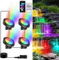 NATPOW tvenkinio apšvietimas po vandeniu su "Bluetooth" programa, povandeninis apšvietimas RGB tvenkinio apšvietimas su nuotolinio valdymo pulteliu, IP68 vandeniui atsparus, "pasidaryk pats" besikeičiančių spalvų sodo apšvietimas sodui, kiemui, medžiui (4