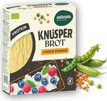 NATURATA Organic Crispy Bread Lęšių ir žirnių duona 100 g - 12 riekelių - baltyminė traški duona be glitimo - plona traški duonos alternatyva iš lęšių, žirnių ir avinžirnių - užkandis - veganiškas ir vegetariškas