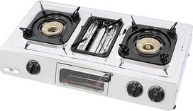 NAUJAS GC-87 Dujinė viryklė GRILL Cooker 3 degiklių nešiojamas stovyklavietė Caravan LPG 9,7kW WOK Nerūdijančio plieno Piezo uždegimas