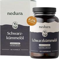 nedura® Juodųjų kmynų aliejaus kapsulės "Extra Active" - 90 vnt. veganiškose kapsulėse - Etiopijos juodieji kmynai su labai dideliu timochinono kiekiu - šalto spaudimo būdu išspausti nuosavoje Vokietijos gamykloje