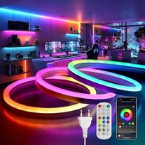 Neoninė LED juosta 10 m RGBIC LED juosta 230 V IP65 Vandeniui atspari programėlė ir nuotolinio valdymo pultas Muzikos sinchronizavimas Žaidimų lauko lanksti neoninė juosta, skirta "pasidaryk pats" namams Gyvenamasis kambarys Miegamasis Šalis (su maitinimo