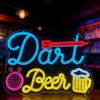 Neoninis šviesos ženklas "Dart Beer" - LED neoninis šviesos ženklas "Dartboard" ir "Beer Light Sign", sienų apdaila barui, vakarėlių kambariui, rūsiui, užeigai, žaidimų kambariui, dovana strėlyčių ir alaus gerbėjams