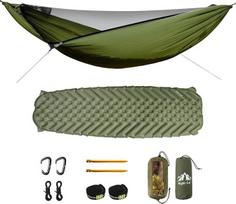 Night Cat Hängematte Outdoor mit Moskitonetz: Kempingas Hängematte XXL Leicht mit Aufblasbarer Isomatte für 1 Personen für Reise Trekking und Draußen