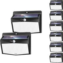 nipify Pack of 8 Solar Lights for Outdoor Use with Motion Sensor, 3 Modes Solar Lights Lighting IP65 Waterproof, 168 LED Super Bright Solar Lamp Wall Light for Outdoor Garden Wall Garage Yard