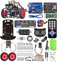 OSOYOO Model-3 Smart Robot Car Kit V2.0 Compatible with Arduino IDE Electronic Kit with UNO R3, Line Tracking Module, Ultrasonic Sensor, Bluetooth Module, Car Robot Toy