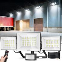 papasbox 200 W LED prožektorius su judesio jutikliu, šviesos jutikliu ir nuotolinio valdymo pulteliu lauko prožektorius, apšviečiamas lauko prožektoriumi, šaltai balta 6500 K, IP66, atsparus vandeniui, skirtas sodo garažui