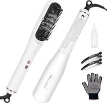 PARWIN PRO BEAUTY 3-in-1 plaukų tiesinimo šepetys, LED indikatoriaus šviesa, jonų technologija ir garai dvigubai priežiūrai, mažina pažeidimus, 4 temperatūros nustatymai - baltas