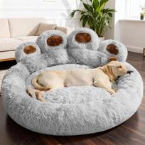 PETCUTE raminanti lova šunims, sofa šunims, pūkuota ir skalbiama lova šunims ir katėms, minkšta lova katėms, sofa šunims su neslystančia apatine dalimi, pilka, 3XL