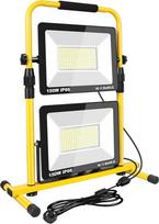 PICAA 300 W LED statybinis prožektorius, 30000 lm, IP66 vandeniui atsparus, nešiojamas LED prožektorius su tvirtu metaliniu H teleskopiniu stovu, skirtas statyboms, dirbtuvėms, garažui, rūsiui, 6000 K su jungikliu ir ES