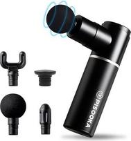 PISOOKA X Mini masažo pistoletas mažas ir itin lengvas (350 g) - 66 W stiprus masažo pistoletas giliems audiniams - tylus aliuminio rankų masažuoklis, 4 priedai ir USB-C - dovana kaklui, nugarai ir sportui (juodas)
