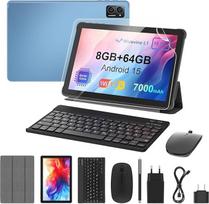 Planšetinis kompiuteris 10 colių "Android" 15: 2026 Naujausia 7000 mAh aštuonių branduolių 8GB RAM + 64GB 1TB TF Planšetinis kompiuteris WiFi 6 2.4G/5G Bluetooth 5.0 1280 x 800 FHD GMS Dviguba kamera su klaviatūra Pelė, C tipo, adapteris, dėklas, OTG, raš