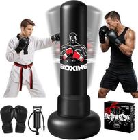 Punch Bag Adult 180 cm pripučiamas stovintis Punch Bag su bokso pirštinėmis siurblys Boxing Bag Punching Bag PVC medžiagos dėžutės krepšys suaugusiems ir paaugliams Karate Kickboxing Taekwondo