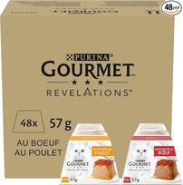 PURINA GOURMET Revelations Mousse drėgnas kačių maistas padaže, vištiena ir jautiena, 48 pakuotės (48 x 57 g)