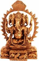 Purpledip Žalvario stabas Ganesha Panchmukhi avatare iš kieto žalvario metalo: Šlovinga didelė statula (11097)