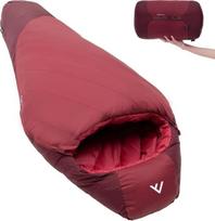 qeedo Fluffy 5 Pūkinis miegmaišis Žiemą (komfortiška temperatūra -5 °C) - Lengvas ir nedidelio dydžio pakuotė (du dydžiai: 170-195 cm aukščio) - Lauko, stovyklavimo, trekingo - RDS sertifikuotas