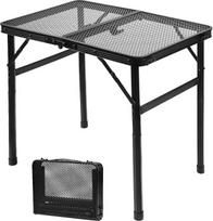 QWORK sulankstomas stovyklavimo stalas 60 x 40 cm, reguliuojamo aukščio 27/56 cm, lengvas ir nešiojamas, sodo stalas, pikniko stalas su metaliniu tinkliniu stalviršiu