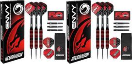 RED DRAGON Darts - Envy Series - Schwarz Und Rot Professionelles Messing Profi Dartpfeile Mit Pfeil Flüge, Schäften Und Brieftasche - Erhältlich In Weiche Spitze 18g Fass & Metallspitze 22g, 24g