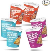 REISHUNGER Blitz Reis Probier Set - 6 x 70 g - Basmati Reis mit extra langem Korn - Aufgießen, umrühren, genießen - fertig in 3 Min.