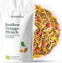 REPLANTEA Ekologiška raudonųjų krūmų arbata "Orange-Peach" 100 g | Rooibos arbata be kofeino | Vaisinė sveikatingumo arbata vaikams, nėščiosioms ir vakaro malonumams | Idealiai tinka šaltai šaltai arbatai | Pagaminama apie 50 puodelių