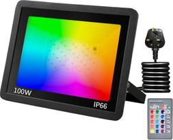 RGB LED prožektorius 100 W lauko prožektorius 16 milijonų spalvų ir 20 režimų išmanusis LED prožektorius IP66 lauko prožektorius vandeniui atsparus LED prožektorius sodo nuotaikos žibintai