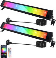 RGB prožektorius 50 W, 2 RGB LED prožektorių pakuotė su 360° nuotolinio valdymo pulteliu ir "Bluetooth" programa RGB LED sieninis ploviklis IP66 vandeniui atsparus LED prožektorius lauko vakarėlių apšvietimas, skirtas diskotekų scenoms, šventėms, sodui, H