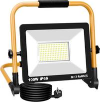 RIGIDON 100 W LED statybinis prožektorius, 10000LM nešiojama LED darbo šviesa, LED prožektorius su kištuku, statybinis prožektorius, skirtas dirbtuvėms, statyboms, garažui, sodui, 6000 K