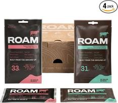 ROAM Beef Jerky Taster Pack, užkandžiai su dideliu kiekiu baltymų, 4 užkandžių pakuotės (2 x Beef Jerky Bars 45g, 2 x Beef Bites 70g) | Weiderindfleisch, wenig Zucker, ohne künstliche Aromen oder Konservierungsstoffe