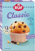 RUF "Classic Muffins" kepimo mišinys, ryškūs amerikietiško stiliaus keksiukai su šokolado gabalėliais, lengvai paruošiami, 12 keksiukų formelių