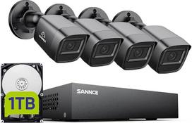 SANNCE 1080P lauko stebėjimo kamerų rinkinys, 2MP 8 kanalų DVR 1TB kietasis diskas su 4 analoginėmis kameromis, išmanusis asmens ir transporto priemonės aptikimas, naktinis matymas, judesio signalizacija, nuotolinė prieiga