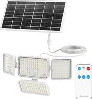 SANSI saulės lempa lauke su judesio jutikliu, 12 W, 1500 lm, itin ryški saulės šviesos lempa su nuotolinio valdymo pulteliu, 3 veikimo režimai, 6000 mAh, IP65 vandeniui atspari saulės šviesos lempa terasai, kiemui, garažui