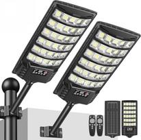 Saulės gatvių apšvietimas lauke, saulės šviesos su judesio jutikliu ir nuotolinio valdymo pulteliu, IP67 vandeniui atsparūs 6000 K LED saulės žibintai, lauko saulės prožektoriai, saulės gatvių žibintai sodo garažui, 2 vnt.