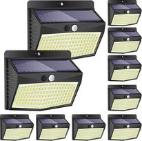 Saulės šviesos lauko šviestuvai su judesio jutikliu, 10 vnt., 138 LED, 3 režimai, 270° saulės judesio jutiklis, lauko, saulės lauko šviesos su judesio jutikliu, saulės šviesos su judesio jutikliu, sieninis šviestuvas, sodas
