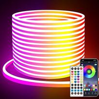 Segrass LED juosta 20 m, su nuotolinio valdymo pulteliu, programėlės valdymu, IP65 vandeniui atspari lanksti RGB LED juosta, 24 V neoninė LED juosta, galima naudoti miegamojo ir lauko apdailai