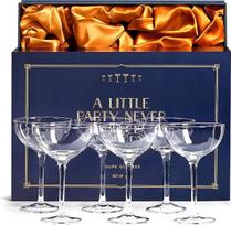 Senovinės krištolo kokteilių ir šampano taurės "Martini Coupe" | 6 taurių rinkinys | 180 ml kokteilių taurės "Espresso Martini", "Cosmopolitan", "Daiquiri" | sudedamos taurės šampanui