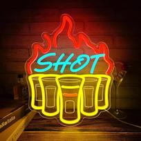 Shot Glasses Neonschild für Wanddekoration, Nip LED-Licht Hängeschild USB-betrieben mit dimmbarem Schalter für Bar, Club, Party, Zuhause, Bistro