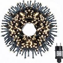 Šiltos baltos spalvos Kalėdų eglutės dekoracijos, maitinimo šaltinis, vidaus, lauko, sodo, vestuvių, kalėdinės dekoracijos (šiltai balta, 1000 LED, 20 m ilgio + 5 m kabelis)