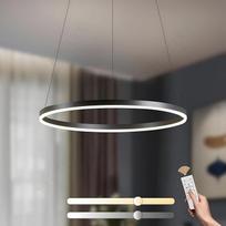 Šiuolaikinis "pasidaryk pats" apskritimo LED šviestuvas, 1 juodo aukso žiedai, 60 cm = 29 W, LED pakabinama šviesa, pagaminta iš metalo + akrilo, 2,4 G reguliuojamas nuotolinio valdymo pultas, apvalus lubų pakabinamas šviestuvas, svetainė, miegamasis, val