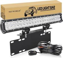 SKYWORLD 20 colių 126 W LED darbinių žibintų juosta su 12 V laidų komplektu, šviesos juostos numerio ženklo laikiklis priekinio buferio "Bull Bar", LED papildoma žibintų juosta 4x4 automobiliui, sunkvežimiui su visureigiu, vilkikui, sunkvežimiui, automobi
