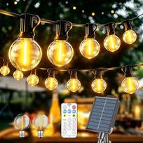 Solar Lichterkette LED Außen Outdoor Strom, 30M Aussen Beleuchtung Lichterkette Glühbirnen Außen Garten Beleuchtung Balkon Lichterketten Outdoor IP44 Wetterfest mit Fernbedienung