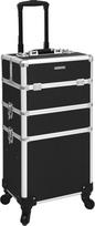 SONGMICS Kosmetikos vežimėlis 3 in 1 Vanity Case Didelė kirpyklos dėžutė 35 x 25 x 69,8 cm Užrakinamas makiažo dėklas 360° besisukantys ratai Kelionės dovana Juoda JHZ01B