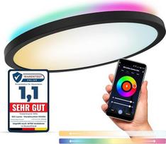 SSC-LUXon ERUNA Smart LED RGB lubų šviestuvas Gyvenamasis kambarys 29 cm skersmuo Netiesioginis apšvietimas - WLAN programėlės valdymas, suderinamas su "Alexa", "Siri" ir "Google