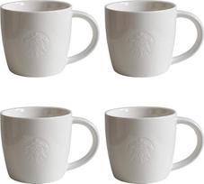 STARBUCKS puodelis "Short Fore Here", baltos spalvos, kolekcinio rinkinio variantai (4, trumpas/8oz/227ml)
