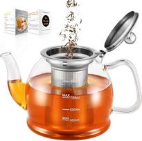 Stiklinis arbatinukas 1000 ml, borosilikatinio stiklo arbatinukas, stiklinis arbatinukas, stiklinis arbatinukas su sieteliu, arbatžolių infuzorius, arbatinukas, kurį galima plauti indaplovėje