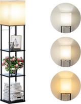 SUNMORY Grindų lempa Svetainės lentyna Dimmable Includes 3 spalvų temperatūros LED lempa Grindų lempa svetainei, miegamajam, studijoms ir biurui, juoda