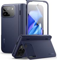 SURITCH dėklas, suderinamas su "Google Pixel 9 Pro Fold" mobiliojo telefono dėklu su stovu, vyrių dangteliu ir ekrano apsauga Plonas tvirtas smūgiams atsparus apsauginis dėklas, skirtas "Pixel 9 Pro Fold 2024" - tamsiai mėlynas