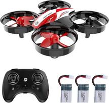 Šventasis akmuo HS210 Vaikų mini dronas pradedantiesiems suaugusiesiems, vidaus lauko RC žaislinis kvadrokopteris berniukams ir mergaitėms su automobilio kabliu, 3D flipu, 3 baterijomis ir begarsiu režimu, puikus
