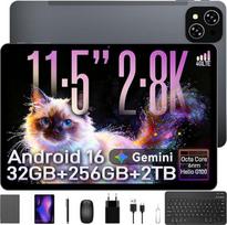 TABWEE T12Pro "Android 16" planšetinis kompiuteris su klaviatūra - 2.8K BOE QHD+ ekranas, 11 colių planšetinis kompiuteris, "Helio G100", 32GB RAM + 256GB ROM, 8000 mAh, 13 MP + 8 MP, "Widevine L1", "Gemini AI", planšetinis kompiuteris 4G LTE